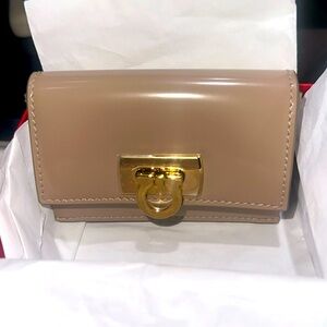 Salvatore Ferragamo Mini Card Wallet in Buff Color